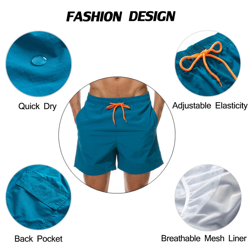 Shorts Masculinos ESCATCH – Secagem Rápida e Conforto para Praia, Corrida ou Natação